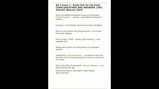 AE 3 Exam 1  Study this for the Final EXAM QUESTIONS AND ANSWERS 100 SOLVED Newest pdf