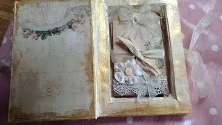 Vintage Shabby Chic Altered Book Box with Co-ordinating Tag Album