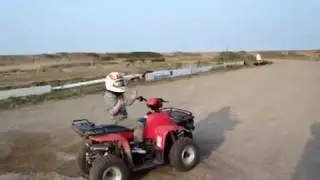 My 7 Year old son on his 150 ccm ATV - Donuts