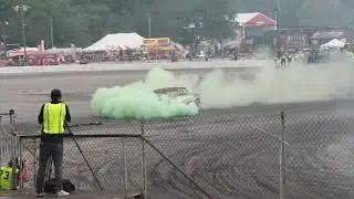 Lsfest 2018 burnout competition.  Flaming wagon