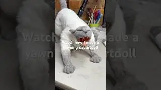 Watch how I made a yawning cat artdoll. Available now! #artdoll #poseableartdoll ##catart #handmade