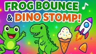 Frog Bounce, Dino Stomp & Rocket Ride | Preschool Rave Fun! | Kids Dance EDM