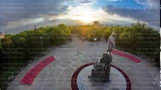 Taras Shevchenko Monument timelapse in Shevchenko park with his poetic images of fighters for