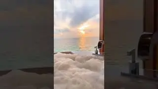 Sunset bath views in Maldives   🥂=wishfuldestinations