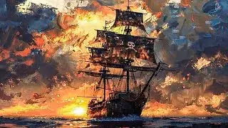 Pirate Ship Painting | oil on Canvas Painting | TV art Screen saver