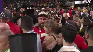 Travis Kelce holds Taylor Swift close after Super Bowl 2024