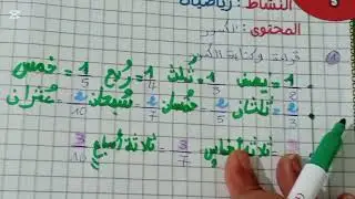 مراجعة 2 في الرياضيات الفصل الأول سنة خامسة ابتدائي قراءة و كتابة الكسور 
