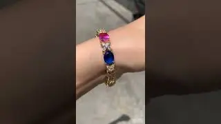 Oval Cut Multi-Color Sapphire Statement Bracelet in Gold for Women