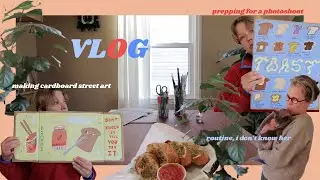 ♡ vlog - painting cardboard street art, prepping for a photoshoot and brushing the dog's teeth ♡