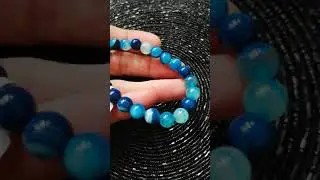 Bracelet agate bleu perles naturelles 8mm