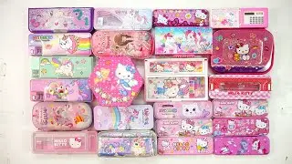 back to school unicorn stationery collection 😁 geometry,hello kitty,pencil box,sharpener,eraser