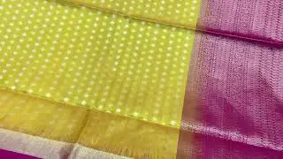 Pure Handloom Soft silk saree show off with Yellow and pink delight combination |Kadamparii Silk|