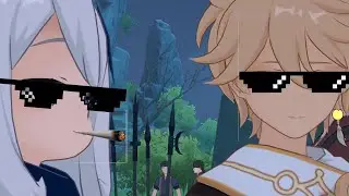 Aether and Paimon being SMUG (Genshin Impact)