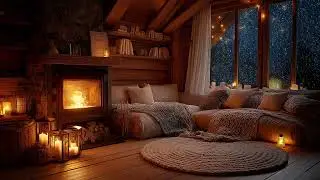 Powerful Thunderstorm, Heavy Rainfall & Cozy Fireplace Sounds for a Peaceful Night 🌧️🌩️🔥