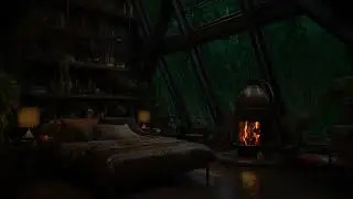 🌧️ Peaceful Rain and Fireplace Sounds &mdash; Nighttime Cabin Ambience for Meditation, Focus & Sleep Aid