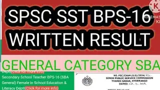 SPSC || SST BPS-16 Female || General Category || Written Result || SBA || SELD#spsc