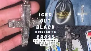 HarlemBling 925 Silver Black Moissanite Iced Out Cross |You've Never Seen Stones Like This|