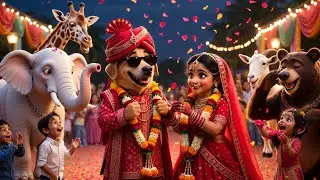 Kutte Ki Barat 🐕 | Dog & Dog Bride Wedding | Funny Kids Rhyme 🎉