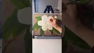 White magnolia painting Acrylic, 하얀 목련꽃 페인팅 아크릴