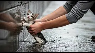Man Rescues Shivering Kitten, Dries and Feeds Her Warm Milk 🐾❤️Emotional cat rescue #catrescue