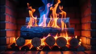 Peaceful Sleep & Firelight &ndash; 12H Cozy Brick Fireplace with Blue Flames and Warm Embers