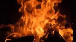 FIREPLACE video with wind, rain and thunder 6 HOURS