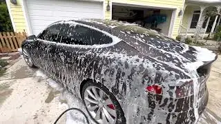 A quick tip on washing a Tesla Model S with a Chemical Brothers foam gun