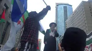 Rabbi Speaking at pro-Palestinian Rally at US Embassy in Montreal