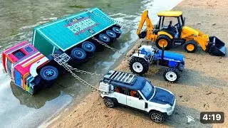 JCB Tractor Cartoon Video | New BharatBenz Tata Dumper Truck Accident Pulling Out Car Tractor Jcb3dx