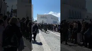 Memorial day parade in Santorini Greece