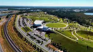 Aerial Tour of Bonnet Springs Park Built on Old Railyard in Lakeland, Florida