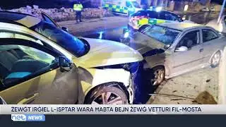 Żewġt irġiel l-isptar wara ħabta bejn żewġ vetturi fil-Mosta