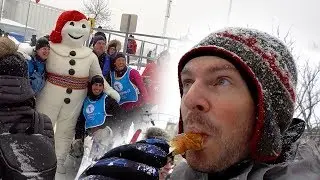 Syrup on a stick and a 7-foot snowman | Quebec City Winter Carnival