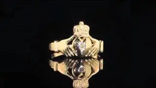 Men's Diamond Claddagh Ring - 10K Yellow Gold | MyJewelryBox