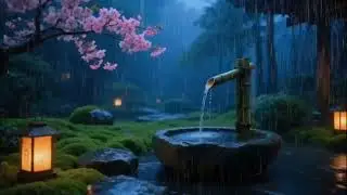 Soft Night Rain in a Zen Garden | Sleep Aid and Emotional Peace