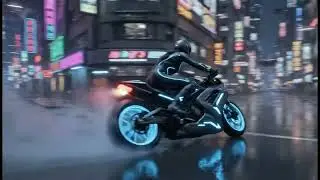 Cyber Punk Female rider running from cops