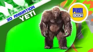 Green Screen Bigfoot Yeti Real Fur 3D Animation PixelBoom