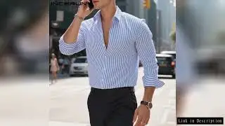 Fashion Well Fitting Tops INCERUN New Men Windsor Collar Design Shirts Casual Streetwear Simple Stri