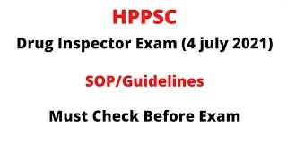 HPPSC Drug Inspector Exam 2021 SOP/ Guidelines || Must Check