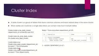 Oracle SQL Performance Tuning Day 11 - Types Of Indexes - Cluster Index