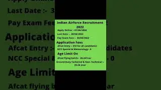 Indian Airforce Recruitment 2022 #govtjobs #daily #shorts #afcat #airforce #notification #today