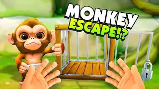 Helping a BABY MONKEY Escape From It's CAGE in I Am Monkey VR! Part 5