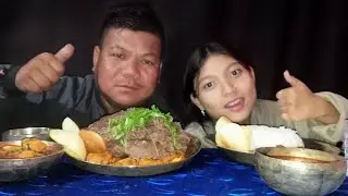 SPICY CHICKEN CURRY,KODHO KO DHARO AND PAPAR MUKBANG 