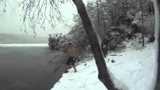 winter cliff jumping