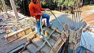 Simple Process to Make Concrete Stair👷&zwj;♂️ for beginner
