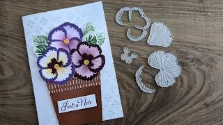 Everlasting pansies in a pot - handmade card using the Pansy Dies from Stampin' Up! Jemini Crafts