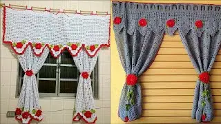 Colorful and stylish amazing crochet curtain ideas/Flower Decorative Crochet Window Curtain design