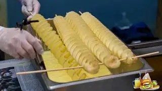 🇰🇷 Korean Street Food - 50 cm GIANT Tornado Potato! CRISPY Spiral with 3 Flavors Seasoning