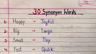✏️ Learn 30 Synonym Words for Daily Use | English for Students & Beginners 💬