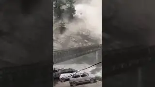 Giant Boulder Destroys Bridge #landslide #chaos #destroy #destroyed